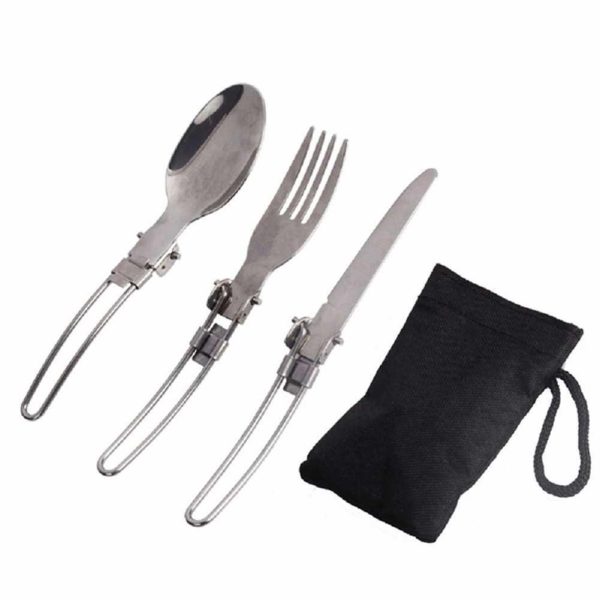 3pcs Set Folding Picnic Traveling Hiking Camping Cutlery Ute - Image 4