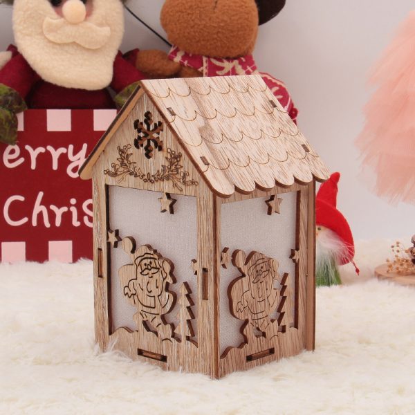 Creative Small Wooden House Christmas Decorations - Image 4