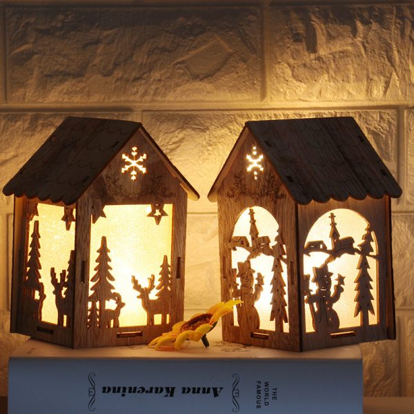 Creative Small Wooden House Christmas Decorations - Image 3