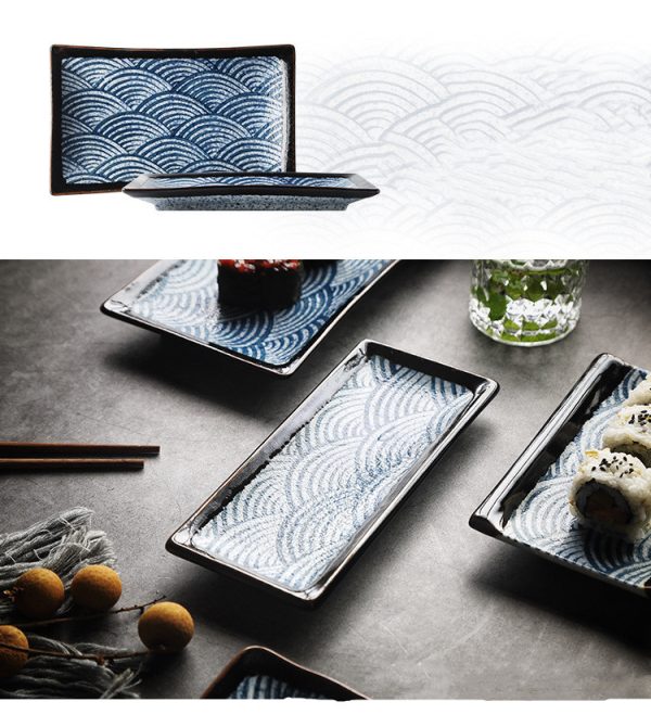 Sea Pattern Ceramic Plate Japanese-Style Household Snack Tableware - Image 5