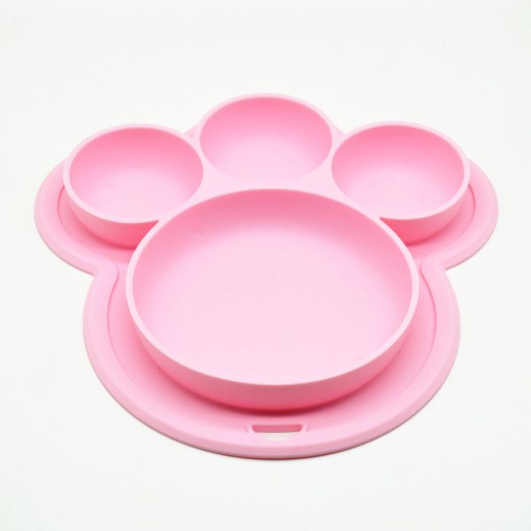 Bear's Paw Children's Plate New Silicone Feeding Tableware With Chassis Hanging Hole Dhildren's Bowl - Image 2