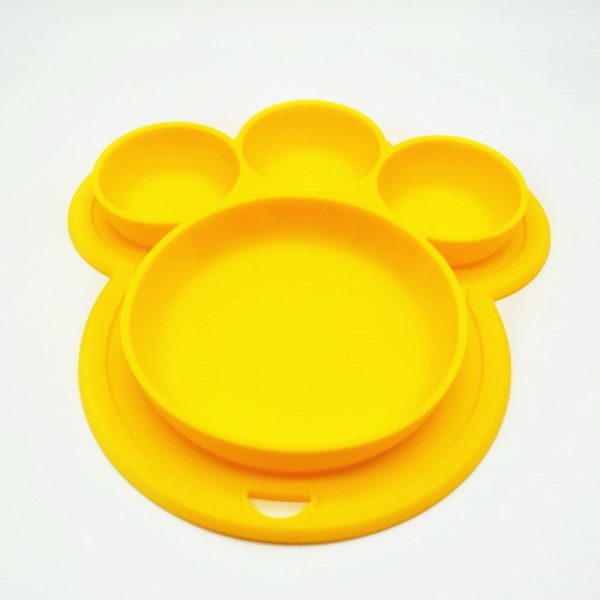 Bear's Paw Children's Plate New Silicone Feeding Tableware With Chassis Hanging Hole Dhildren's Bowl - Image 3