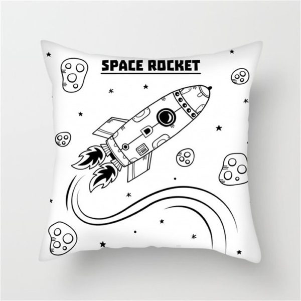 Spaceship Cartoon Cushion Cover Astronaut Rocket Pillow Case Household Pillow Case - Image 5