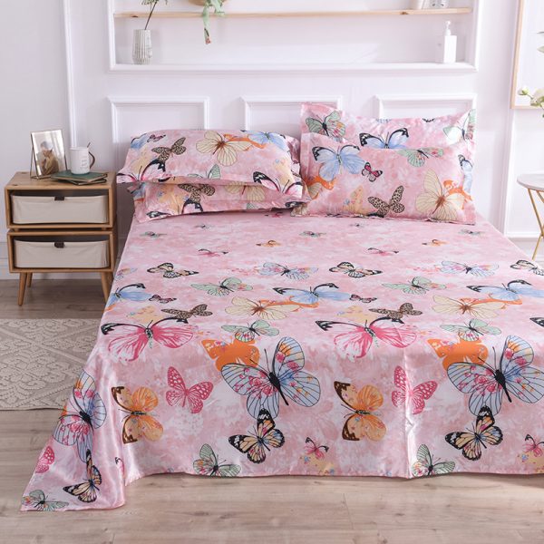 Summer Ice Silk Printing Home Textile Kit Single Bed Sheet Washed Silk Large Bed Sheet - Image 2