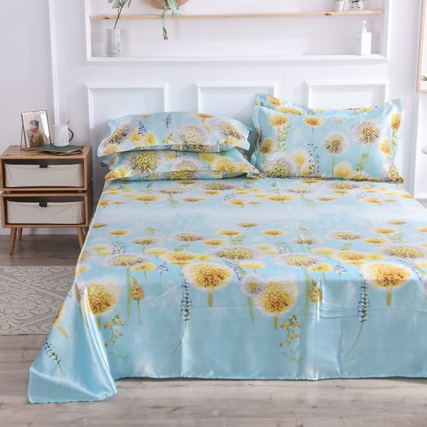 Summer Ice Silk Printing Home Textile Kit Single Bed Sheet Washed Silk Large Bed Sheet - Image 4