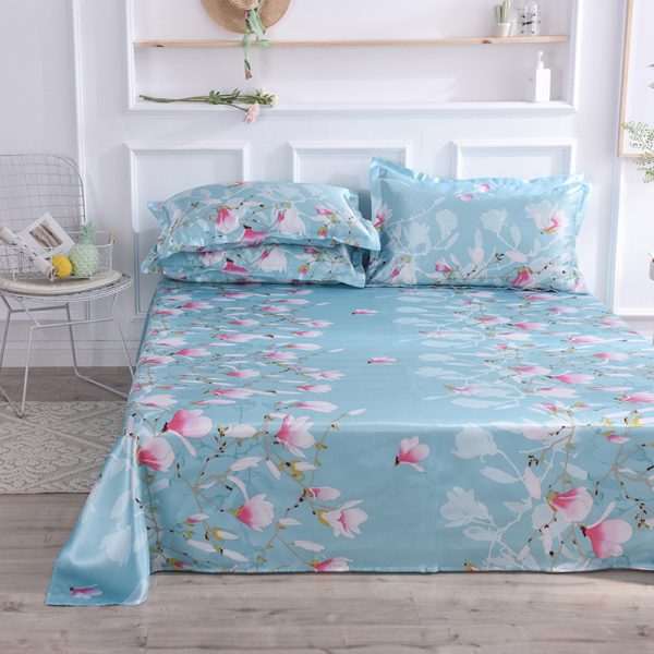 Summer Ice Silk Printing Home Textile Kit Single Bed Sheet Washed Silk Large Bed Sheet - Image 6