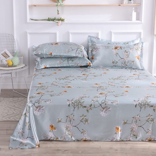 Summer Ice Silk Printing Home Textile Kit Single Bed Sheet Washed Silk Large Bed Sheet - Image 8