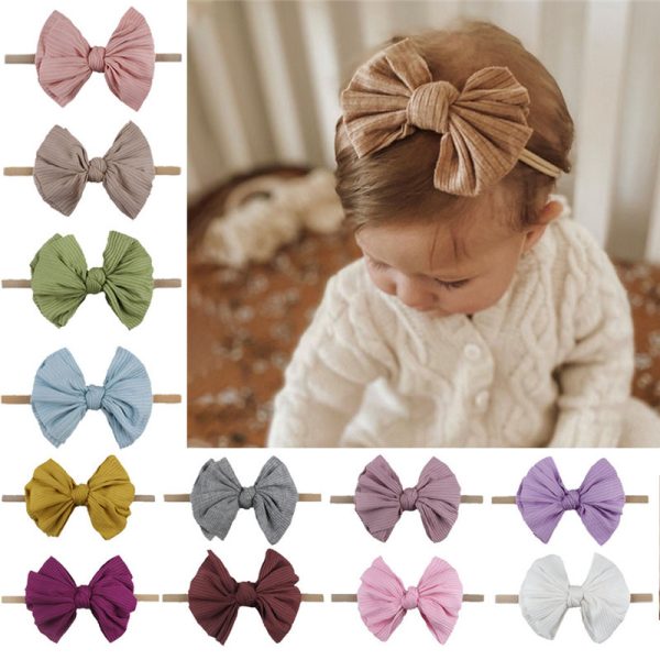 Children's Printed Bowknot Hair Lead Flower Headband - Image 9