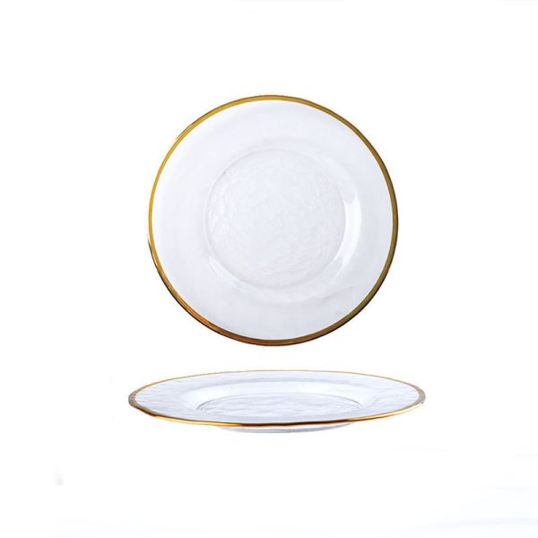 Glass Plate Plating Gilt Rim Dishes And Salad Bowls - Image 2