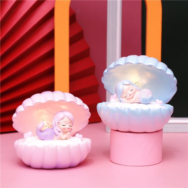 Pearlescent Mermaid Star Lamp Ins Girl Dream Shell Lamp Fairy Decoration Night Light Resin Crafts - Image 2