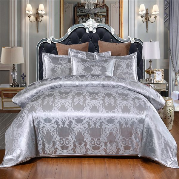 European Style Satin Jacquard Bedding Set  Quilt Cover And Pillowcase - Image 3