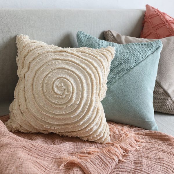 Original Modern Simple Natural Style Sofa Bedroom Cotton Bud Cushion Pillow Waist Pillow Square Pillow Cover Cover - Image 4