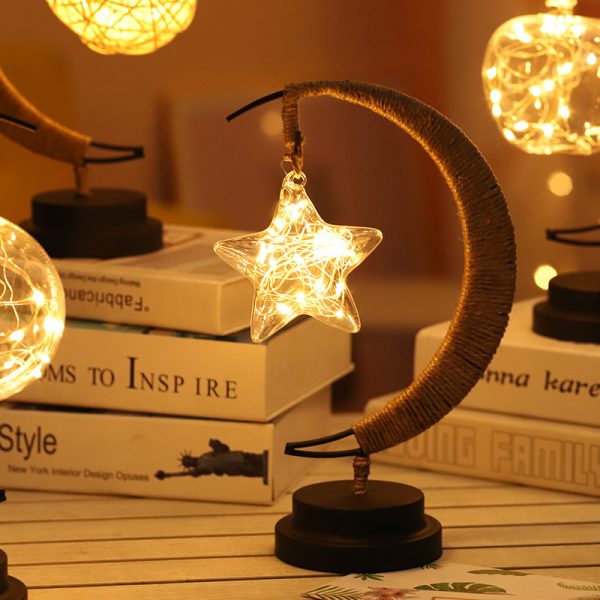 Ins Wind Iron Ornament Led Moon Star Shape Copper Wire Lamp - Image 5