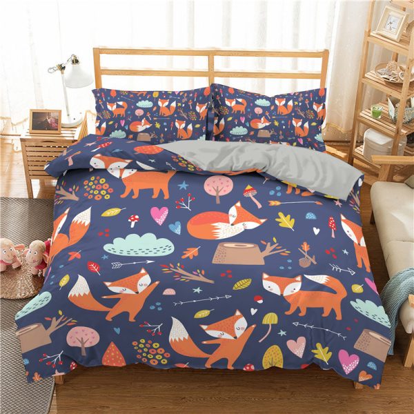 3D Digital Printing Cartoon Bedding Three-Piece Bedding Quilt Cover Pillowcase - Image 5