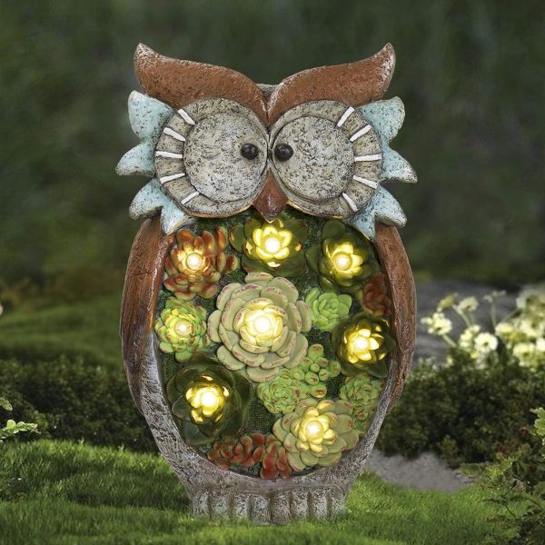 Solar Owl Led Light Outdoor Decorative Light Courtyard Decoration Resin Crafts Courtyard Lawn Night View Gift Lighting Decoration - Image 2