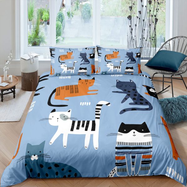 Cartoon Cat 3D High-definition Digital Printing Duvet Cover Cross-border Foreign Trade Amazon Wish Three-piece Bedding Set - Image 5