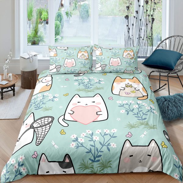 Cartoon Cat 3D High-definition Digital Printing Duvet Cover Cross-border Foreign Trade Amazon Wish Three-piece Bedding Set - Image 8