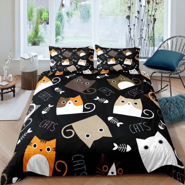 Cartoon Cat 3D High-definition Digital Printing Duvet Cover Cross-border Foreign Trade Amazon Wish Three-piece Bedding Set - Image 9