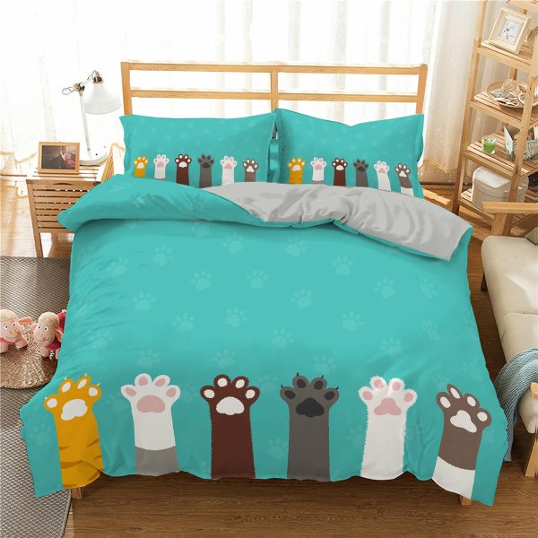 Cartoon Cat 3D High-definition Digital Printing Duvet Cover Cross-border Foreign Trade Amazon Wish Three-piece Bedding Set - Image 6