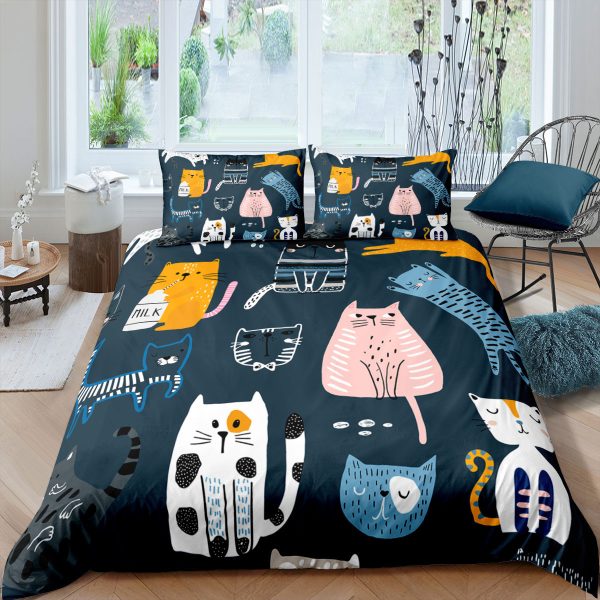 Cartoon Cat 3D High-definition Digital Printing Duvet Cover Cross-border Foreign Trade Amazon Wish Three-piece Bedding Set - Image 7