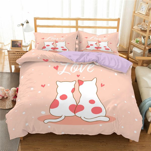 Cartoon Cat 3D High-definition Digital Printing Duvet Cover Cross-border Foreign Trade Amazon Wish Three-piece Bedding Set - Image 4