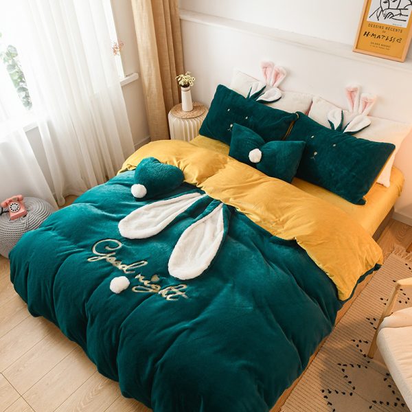 Tutu Velvet Four-piece Princess Style Baby Velvet Bed Sheet Duvet Cover Girl Heart Coral Velvet Warm Bedding Thickening - Image 2