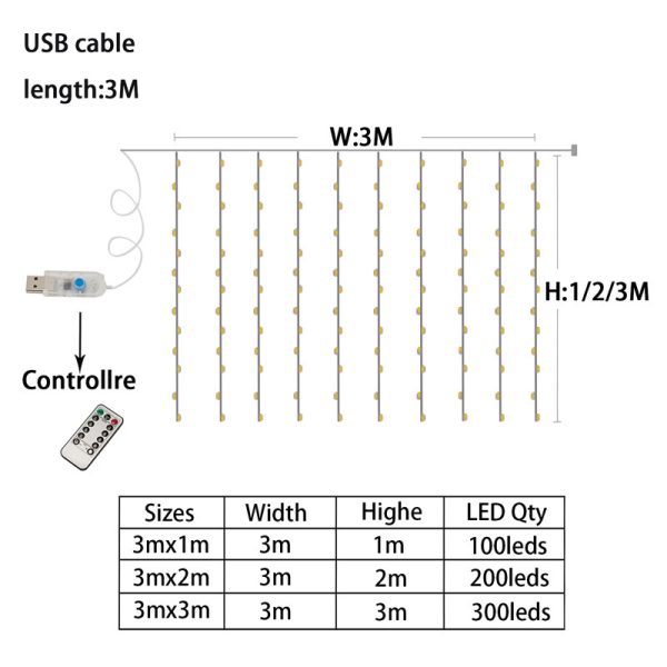 Curtain Lamp Copper Wire Lamp String Usb Remote Control 300Led3 Net Red Decorative Lamp Room Layout - Image 3