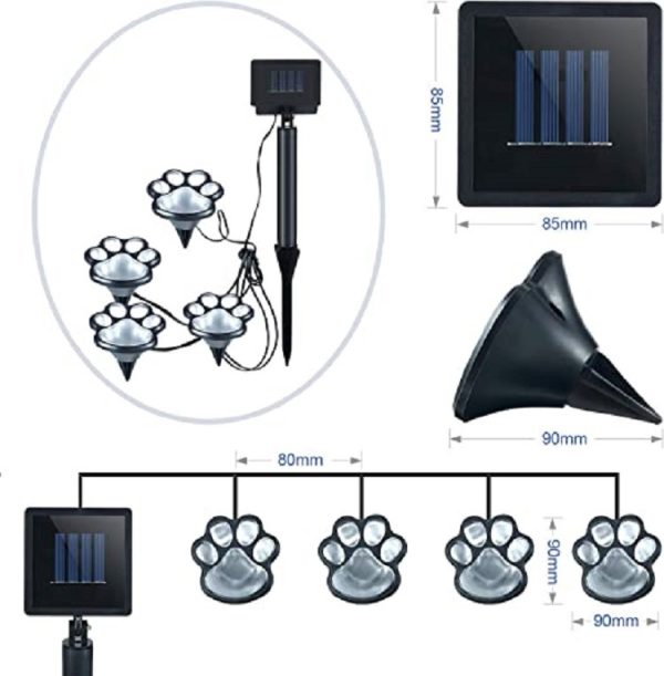 Led Solar Cute Cat Plug In The Ground Light 4 LED Bear Claw Scene Lights - Image 6