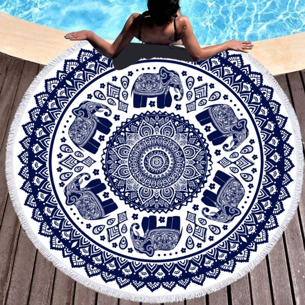 Tie-dye Colorful Digital Printing Microfiber Round Beach Towel - Image 2