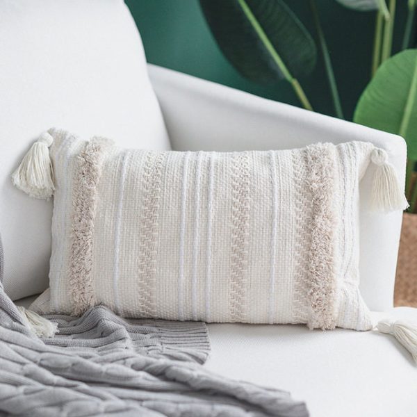 Cotton Woven Cushion Cover Tassel Pillow Case Morocco - Image 5