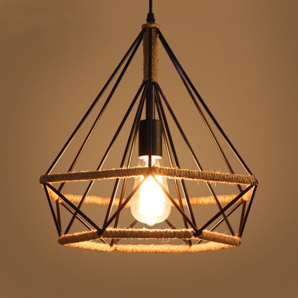 Rustic Twine Lamp Industrial Style Retro Chandelier - Image 2