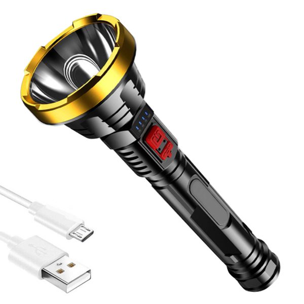 Plastic Bright Flashlight USB Charging Led Super Bright Long Shot - Image 2