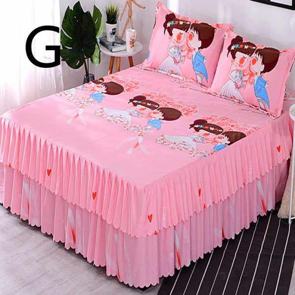 Bed Skirt Bedspread Three-piece Thick Brushed Korean Princess Bedspread Bed Skirt - Image 7