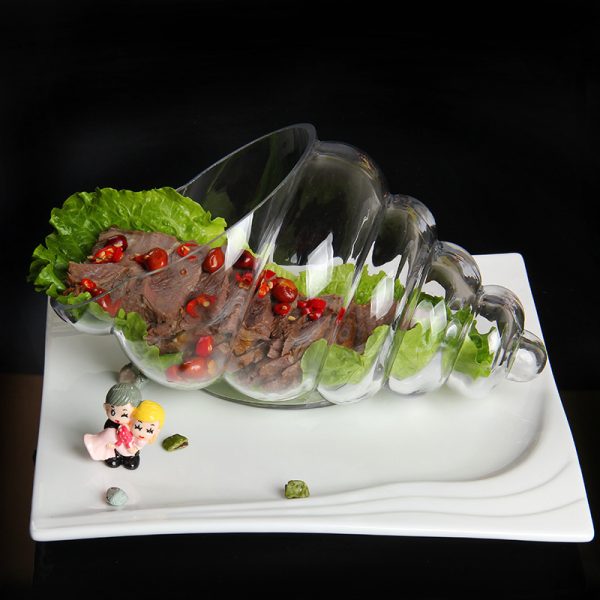 Creative Snail-Shaped Transparent Glass Artistic Conception Tableware Hotel Catering Gourmet Utensils Cold Dishes Tableware