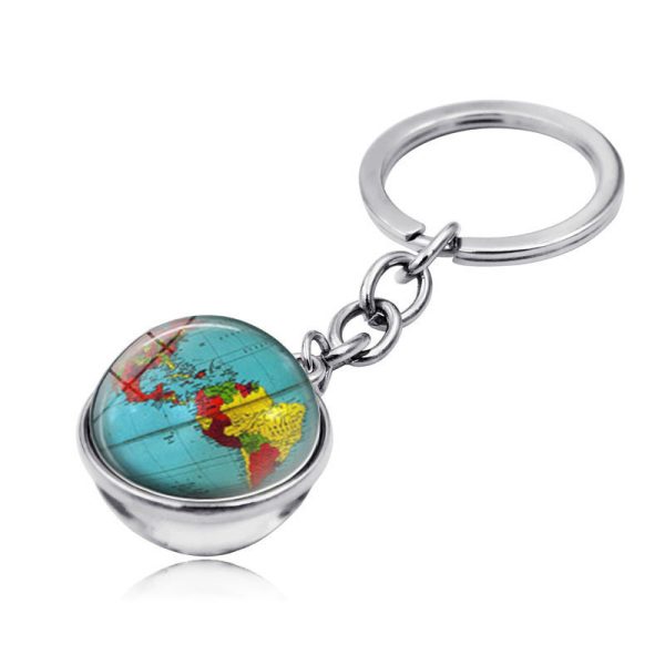 Vintage World Map Time Gem Keychain