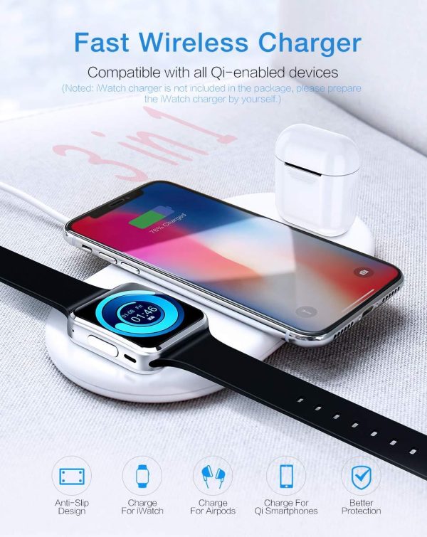 Compatible with Compatible with Wireless charger dual charge 5v2a for  mobile  watch headset three-in-one charging - Image 2