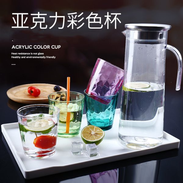 Acrylic color water cup bar ktv drink cup PC plastic cold water jug cup tray set gift household