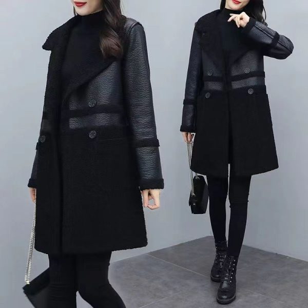 Women's Lambswool Haining Leather Coat - Image 4