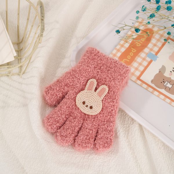 Children's Gloves Autumn And Winter New Warm Cold-proof Fleece Cute Cartoon Bear Five Fingers - Image 9