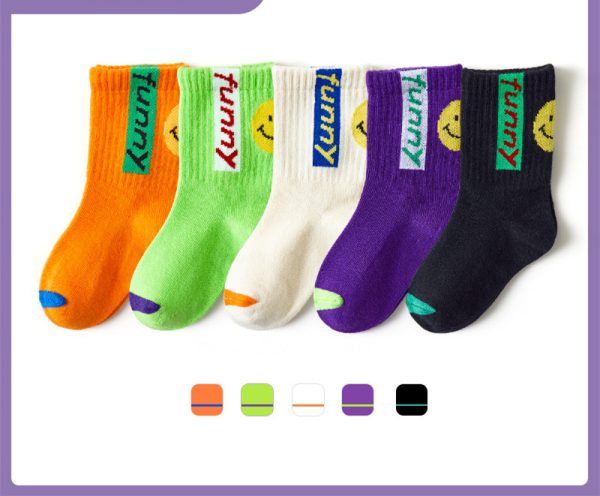 Boys And Girls Middle And Big Children's Socks Solid Color Cotton Students - Image 10