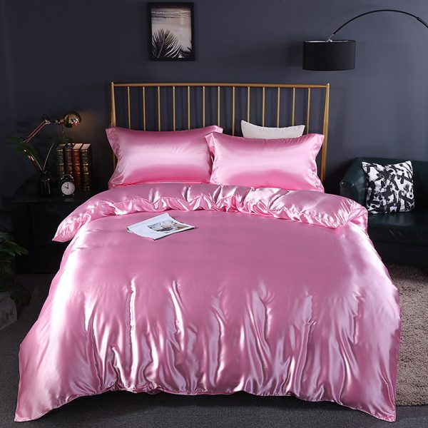 Summer Simple Pure Color Ice Silk Bed Linen Quilt Cover Bedding - Image 4