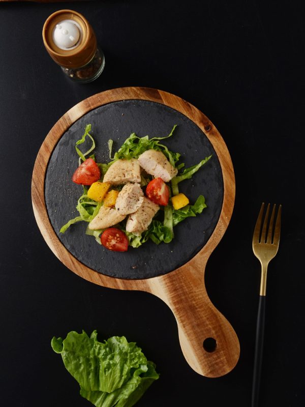 Black Wood Pizza Dish Wooden Plate - Image 2