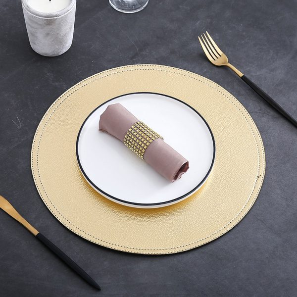 PU waterproof and oil proof leather round placemat