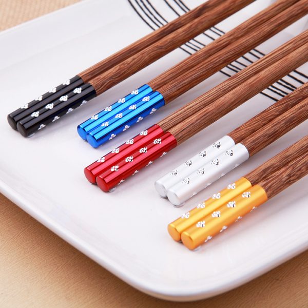 10 pairs of solid wood household alloy chopsticks - Image 2