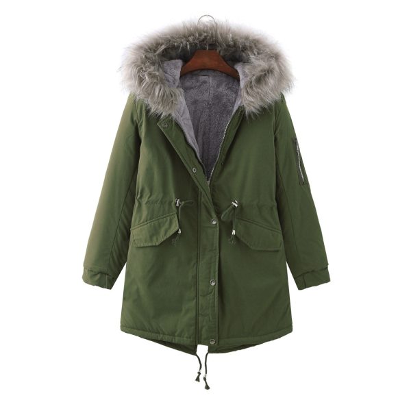 Winter Clothing Fleece-lined Thickened European Size Cotton-padded Coat - Image 4