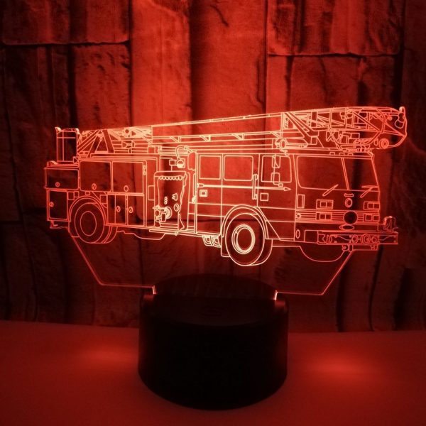 Fire truck 3D night light colorful touch color changing 3D light - Image 3