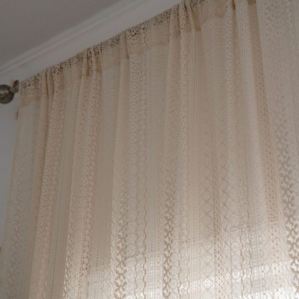 Translucent American Country Hollow Crochet Curtain - Image 3