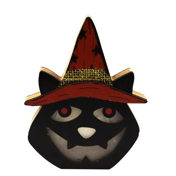 Halloween Wooden Ornament Pumpkin Skull Black Cat - Image 7