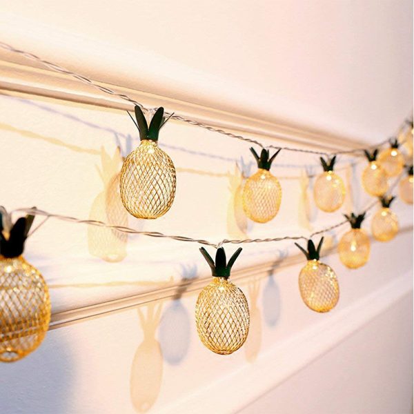 Wrought iron metal pineapple shape solar light string - Image 3