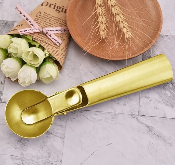 Rose Gold Brass Stainless Steel 430 Ice Cream Spoon - Image 3